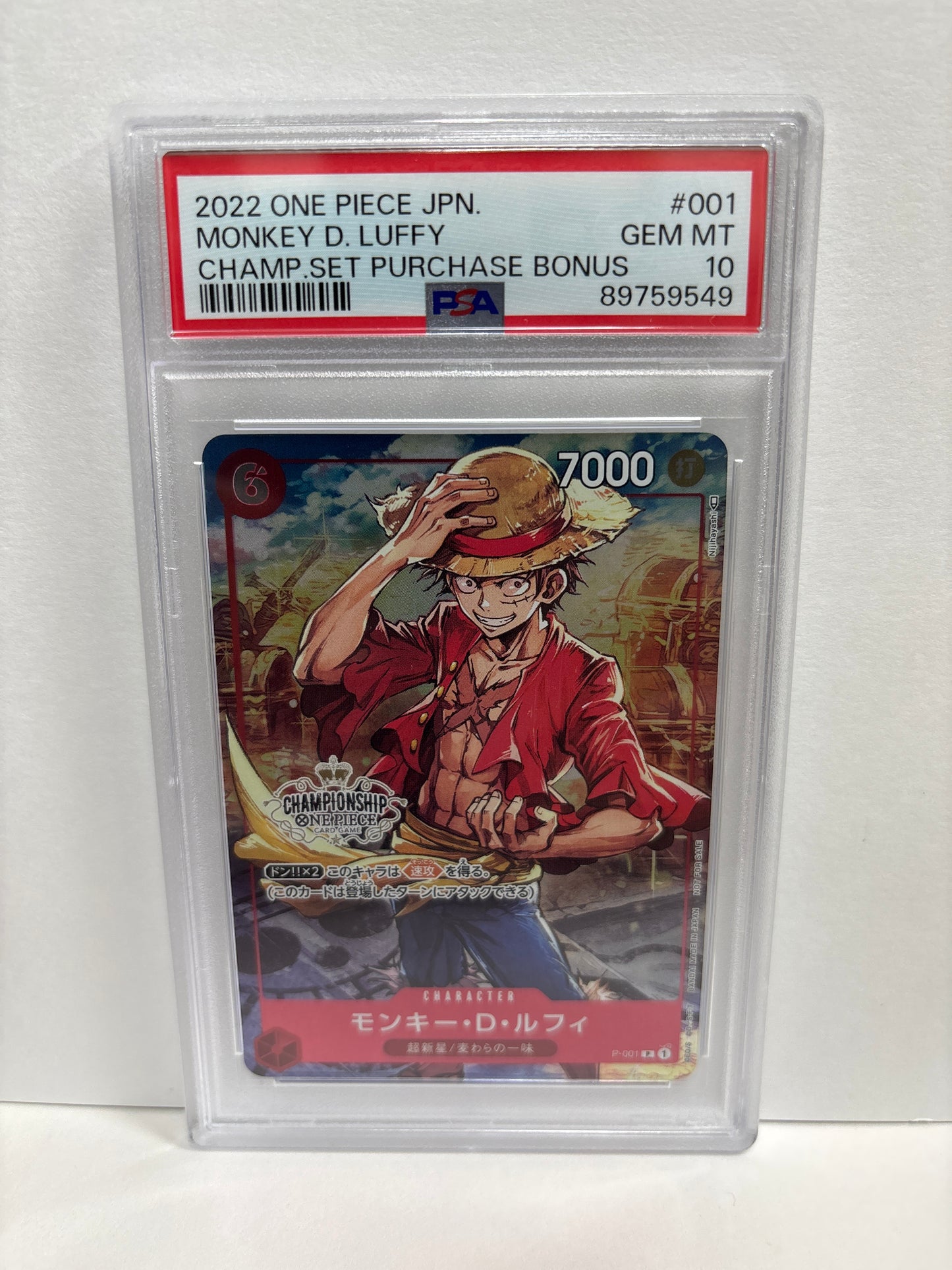 One Piece TCG JP Monkey.D.Luffy P-001 PSA 10
