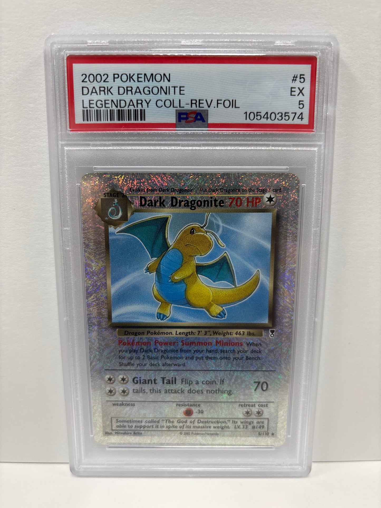Pokemon Dark Dragonite 5/110 Reverse FOIL PSA 5