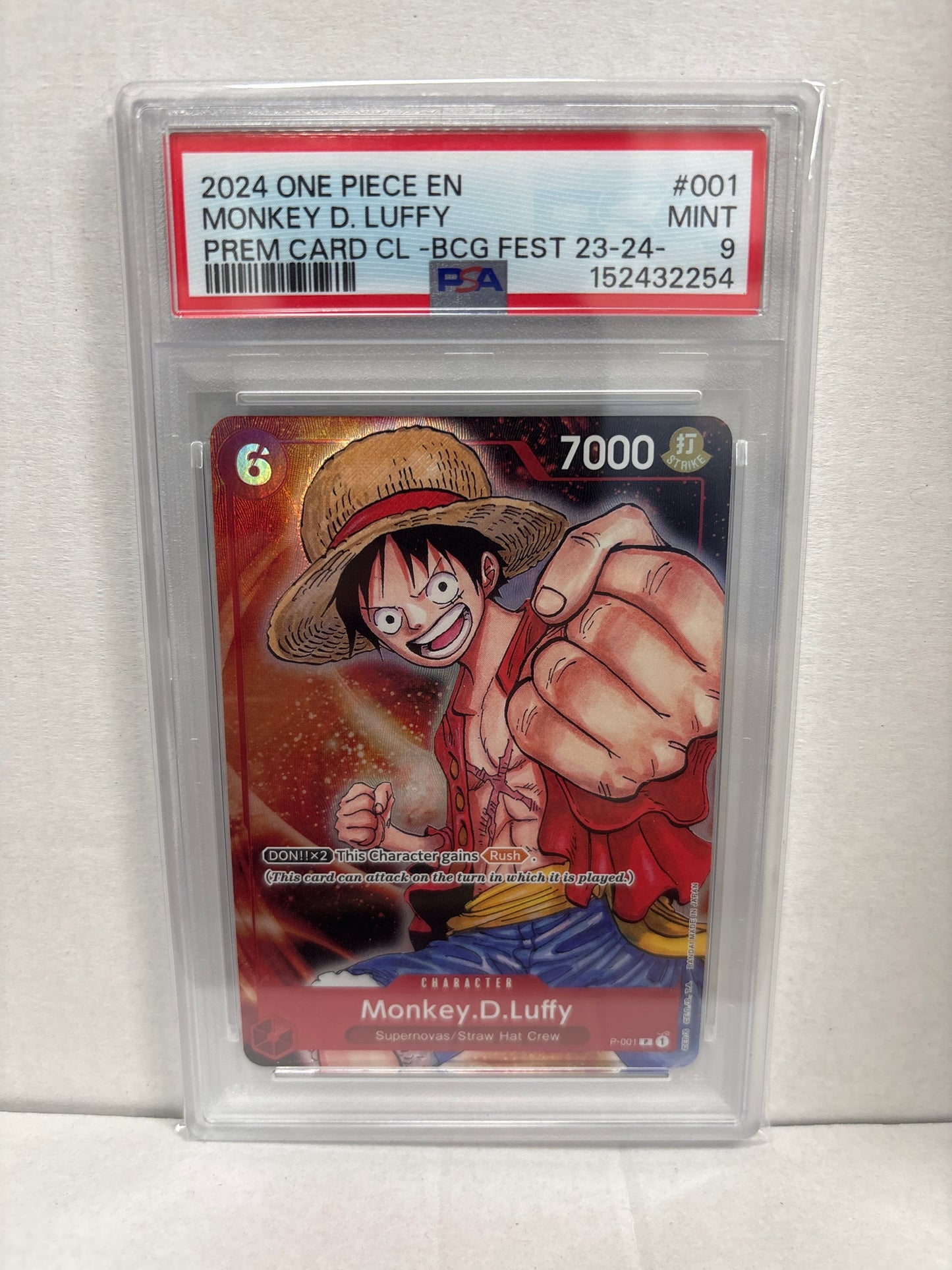 One Piece Card Game Monkey D. Luffy P-001 PSA 9