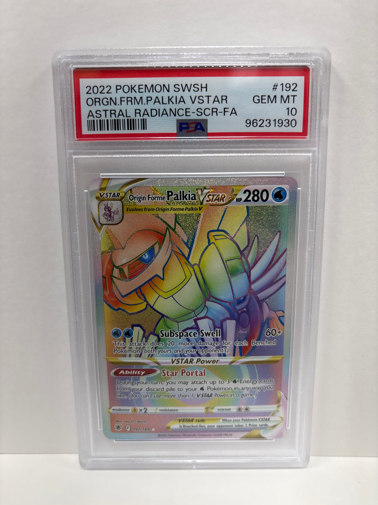 Pokemon Origin Forme Palkia VSTAR 192/189 PSA 10