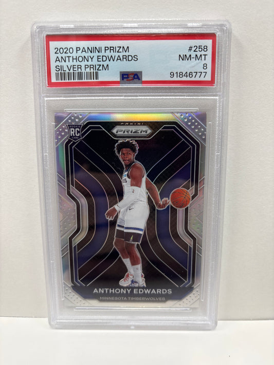 2020 Panini Prizm Anthony Edwards #258 Silver Prizm PSA 8