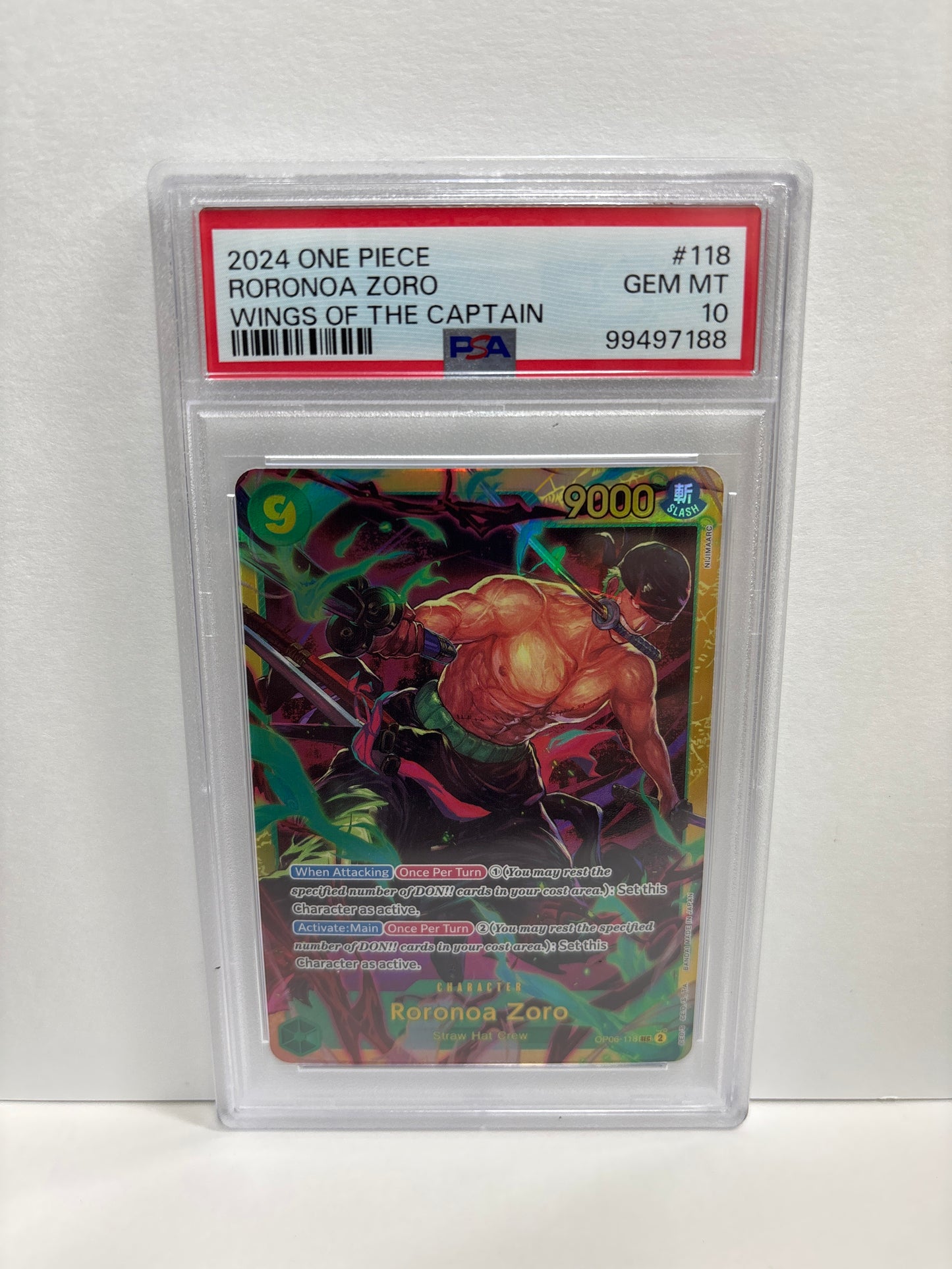 One Piece TCG Roronoa Zoro OP06-118 PSA 10