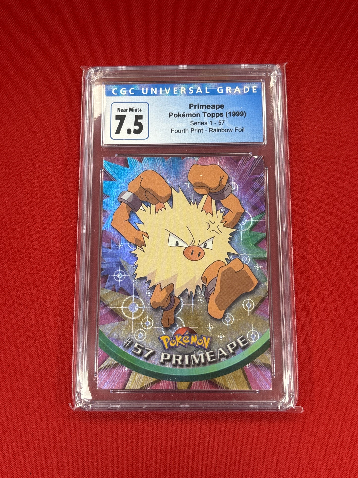 Pokemon Topps Series 1 Primeape #57 4th Print Rainbow FOIL (1999) CGC 7.5
