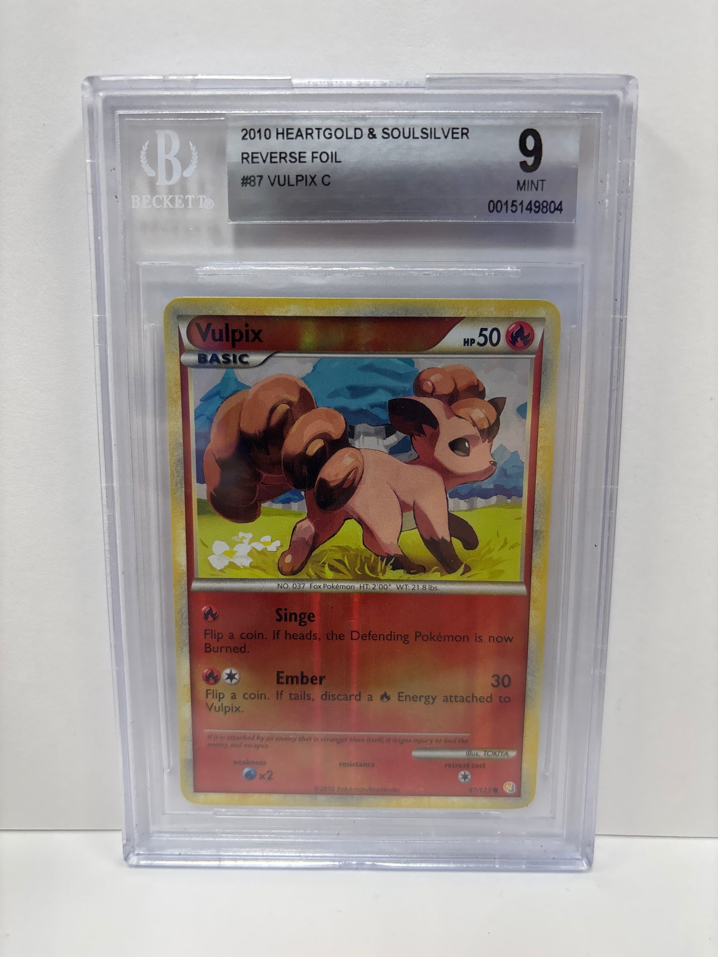 Pokemon Vulpix 87/123 Reverse Foil Beckett 9