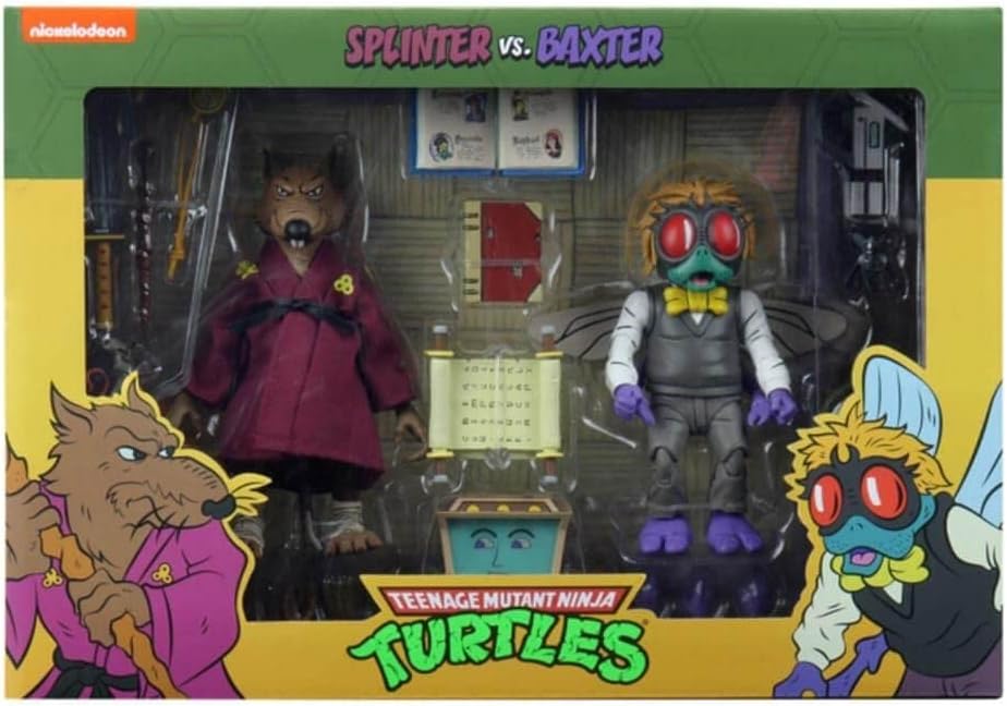 NECA Teenage Mutant Ninja Turtles Splinter vs Baxter 2 Pack