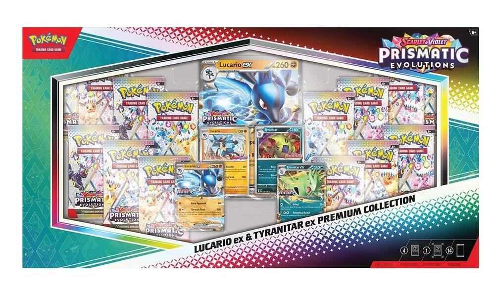 Pokemon Prismatic Evolutions Lucario EX & Tyranitar ex Premium Collection
