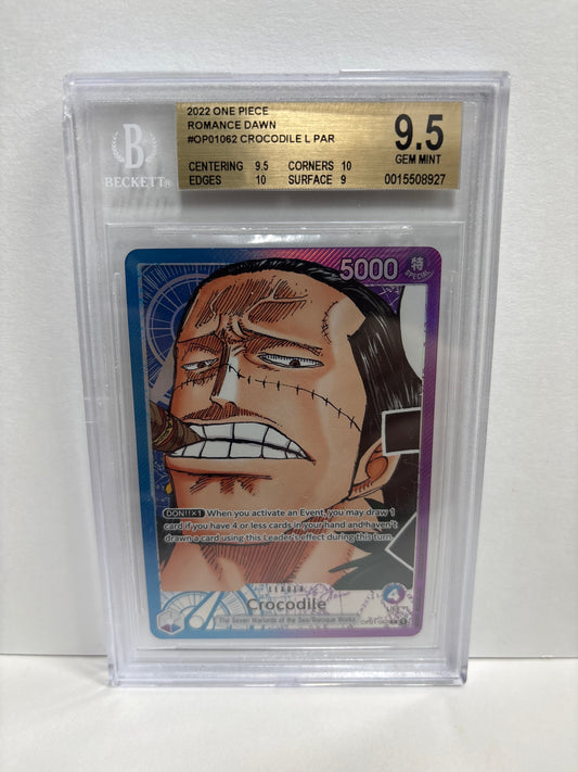 One Piece TCG Crocodile OP01-062 Beckett 9.5