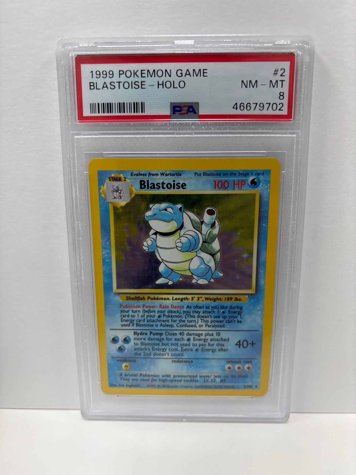 Pokemon Blastoise 2/102 (1999) PSA 8