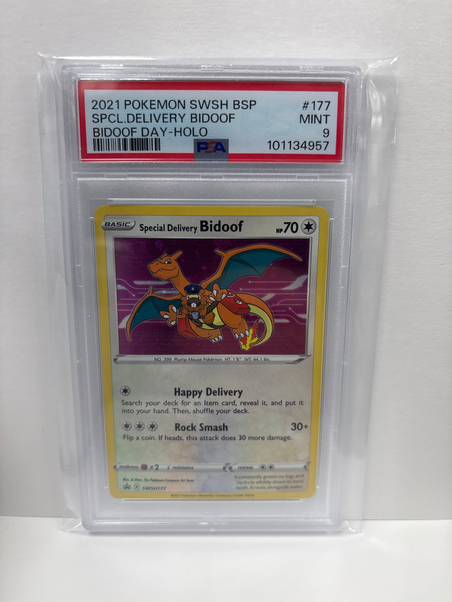 Pokemon Special Delivery Bidoof SWSH177 PSA 9
