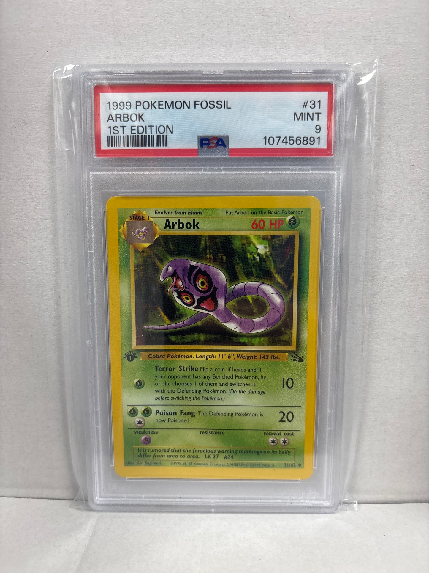 Pokemon Arbok 31/62 1st Edition PSA 9