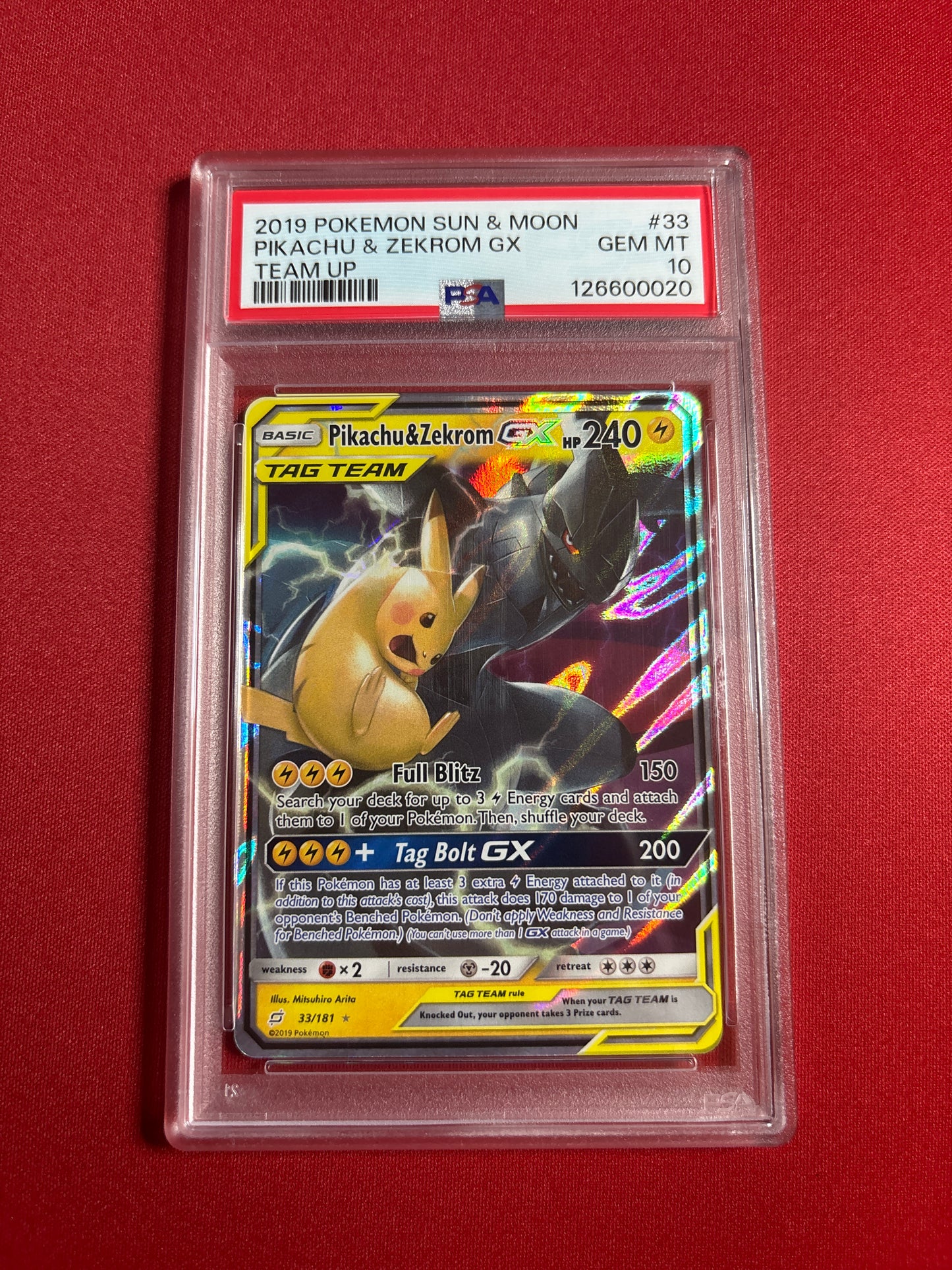 Pokemon Pikachu & Zekrom GX 33/181 PSA 10