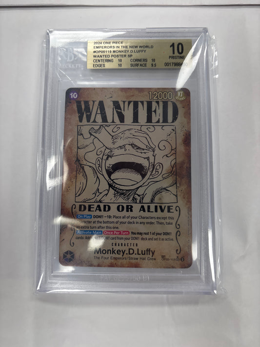 One Piece TCG Monkey D. Luffy OP05-119 Wanted Poster Beckett 10