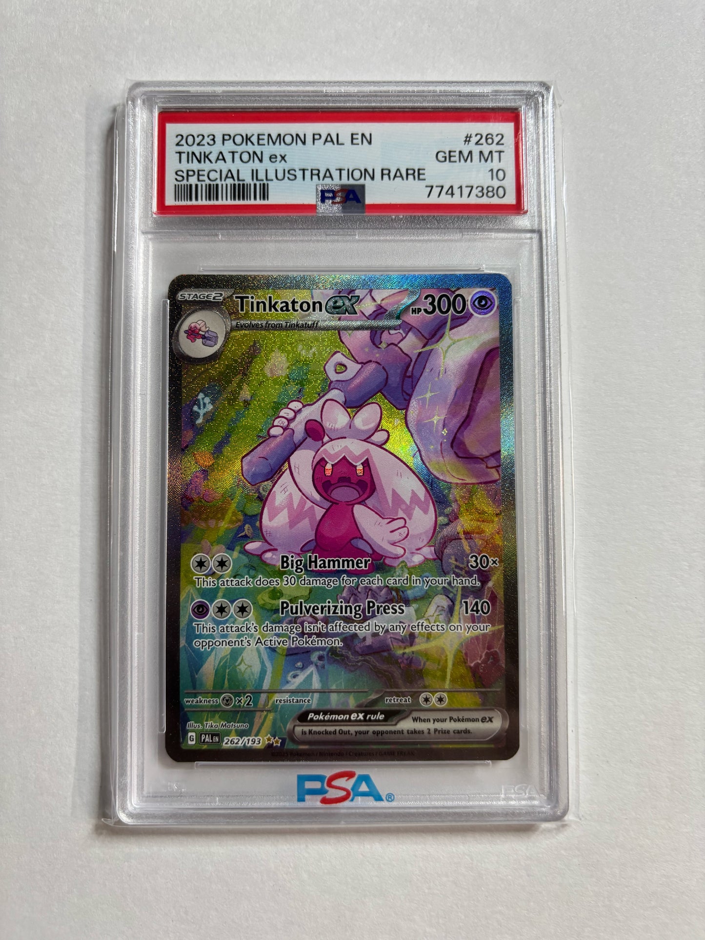 Pokemon Tinkaton ex 262/193 PSA 10