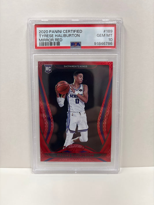 2020 Panini Certified Tyrese Haliburton #189 Mirror Red PSA 10