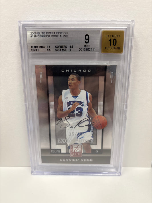 2008 Elite Extra Edition Derrick Rose #198 Auto 36/99 Beckett 9