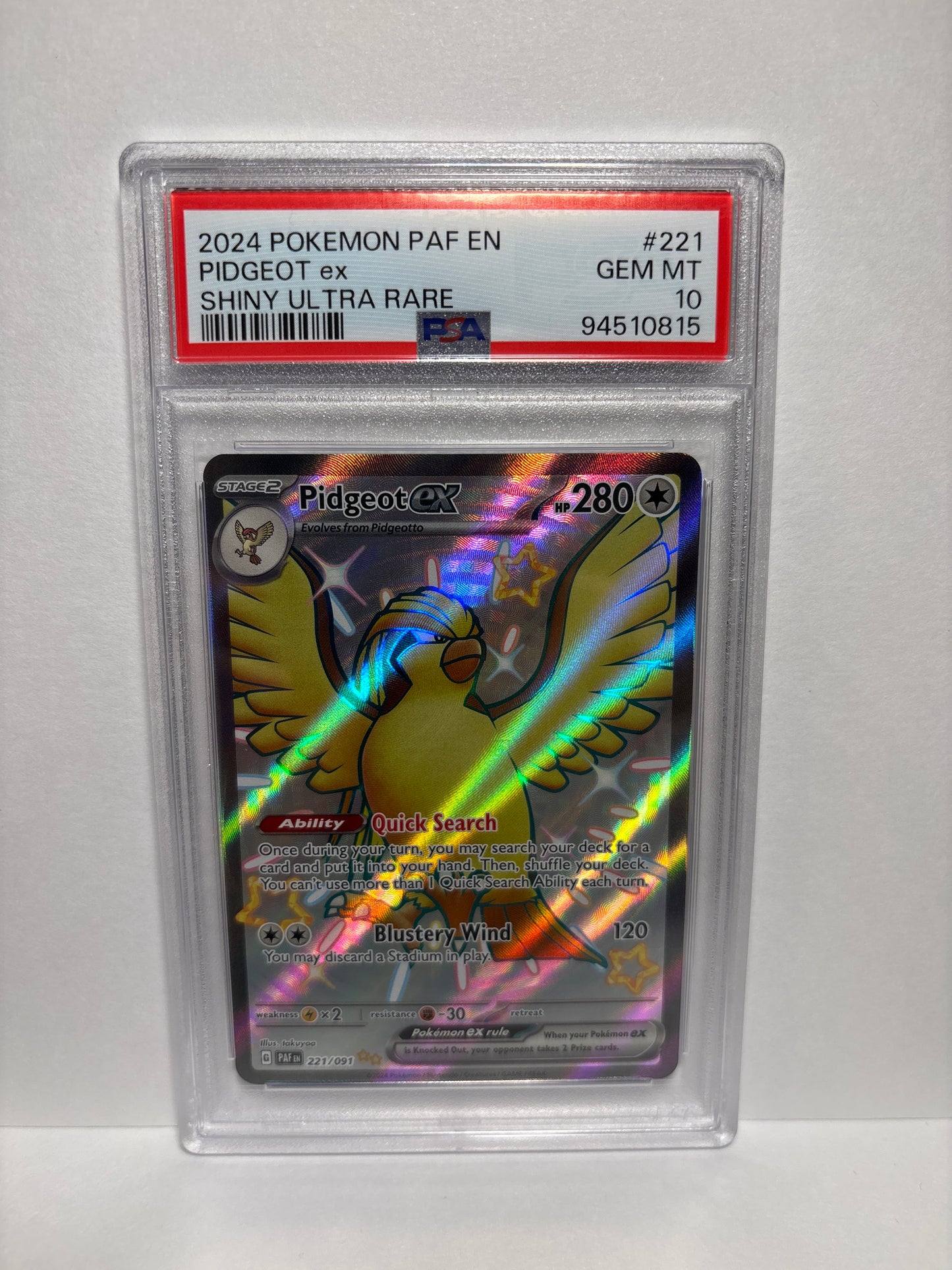 Pokemon Pidgeot ex 221/091 PSA 10