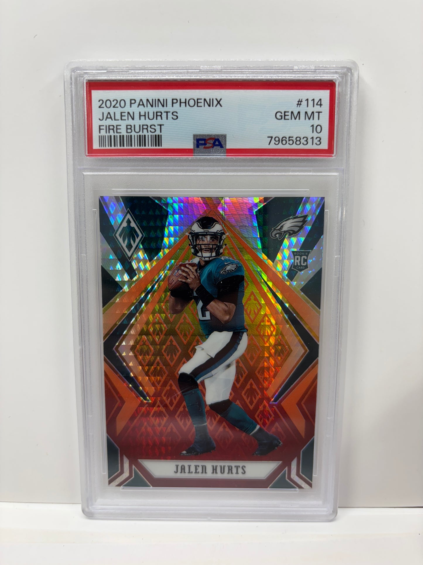 2020 Panini Phoenix Jalen Hurts #114 Fire Burst PSA 10