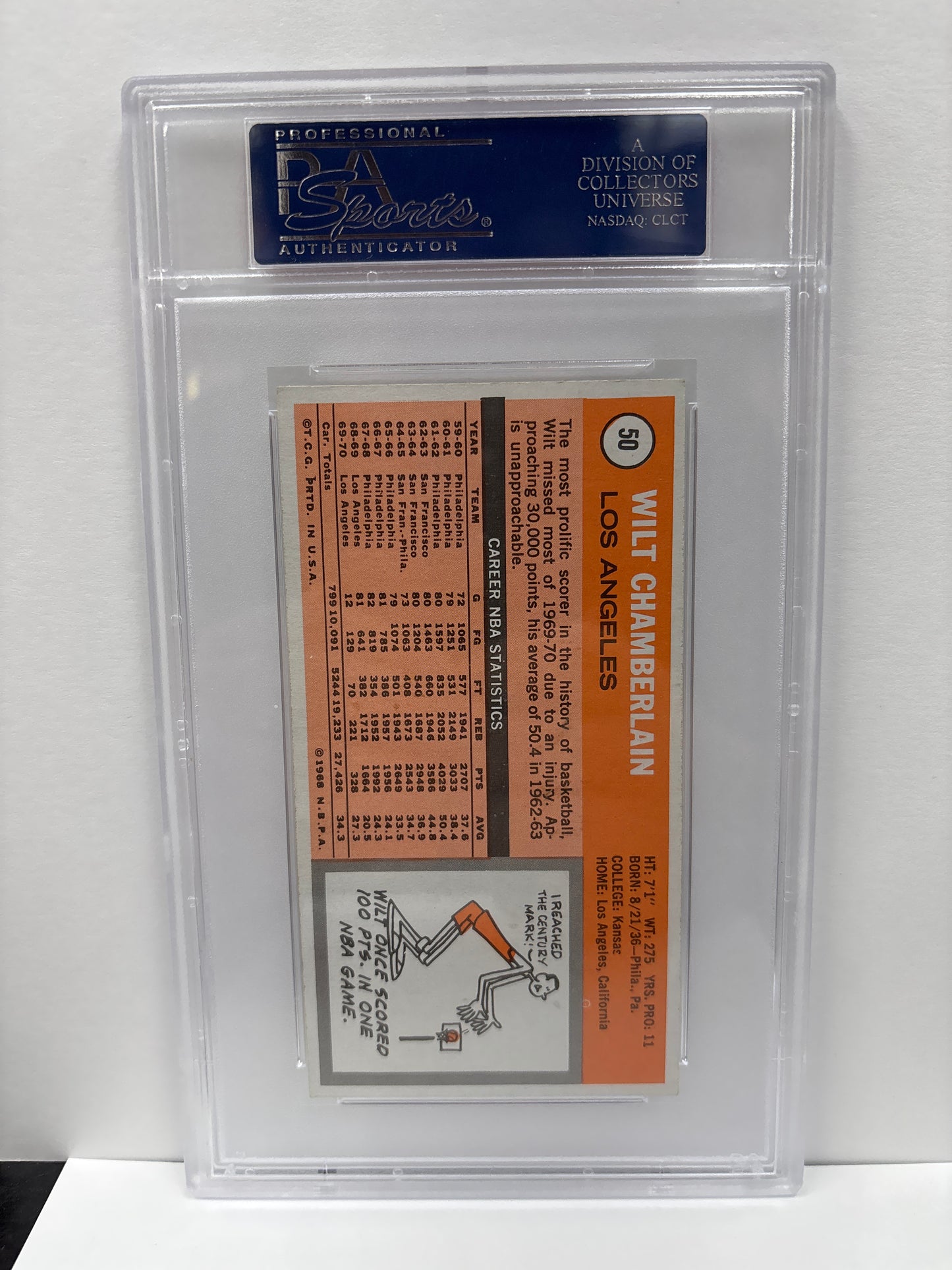 1970 Topps Wilt Chamberlain #50 PSA 6 (Scratches on Slab)