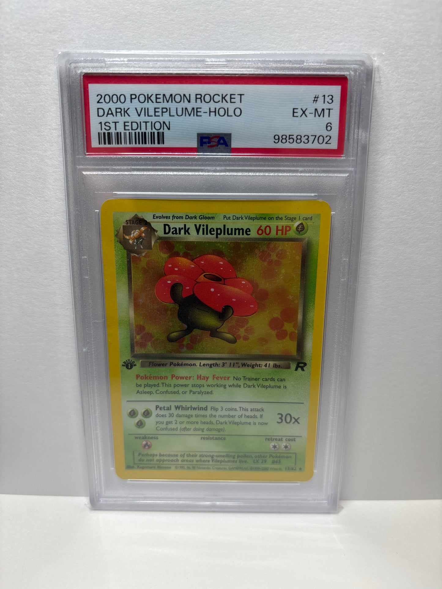 Pokemon Dark Vileplume 13/82 1st Edition PSA 6