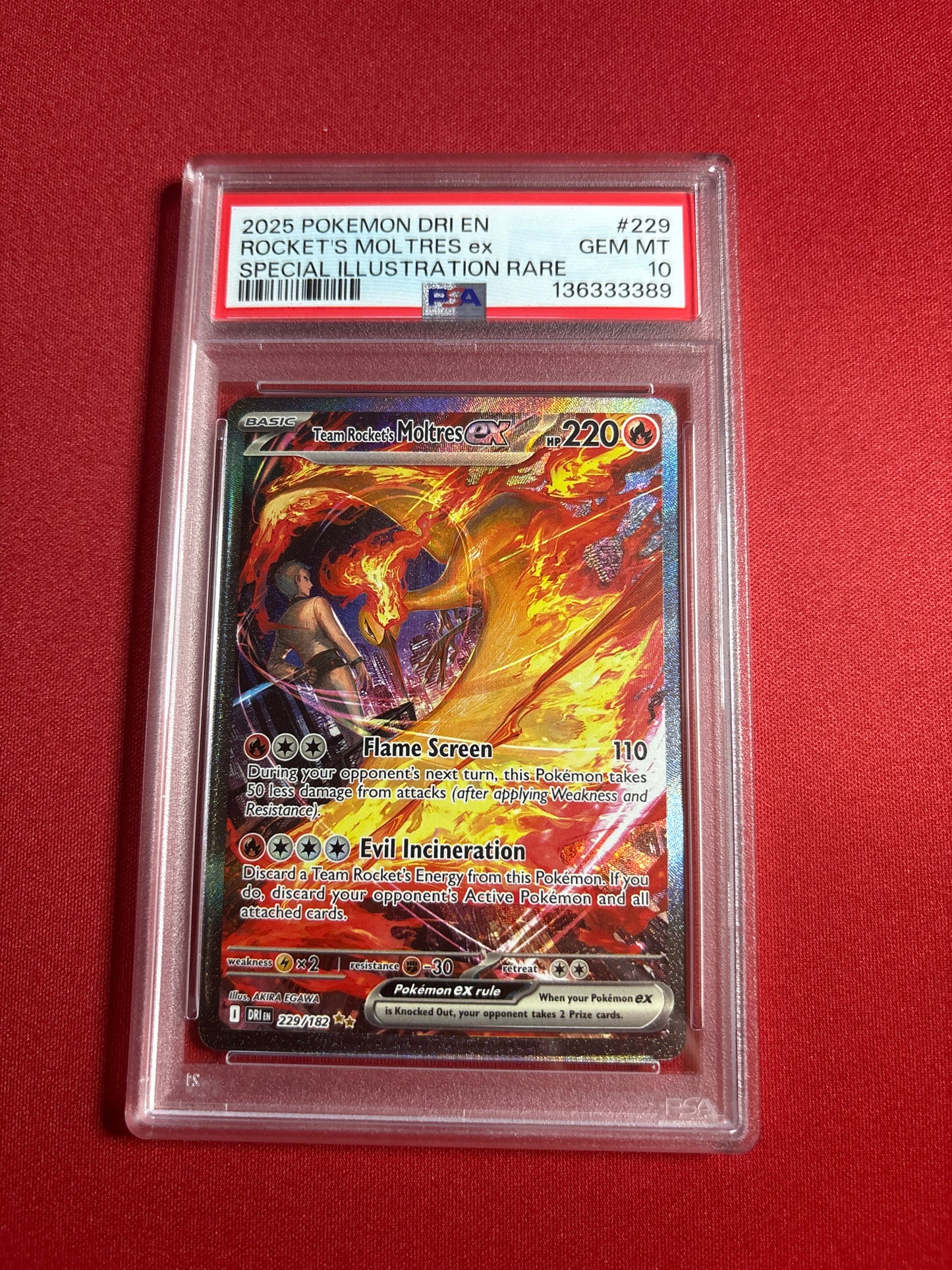 Pokemon Team Rocket’s Moltres ex 229/182 PSA 10