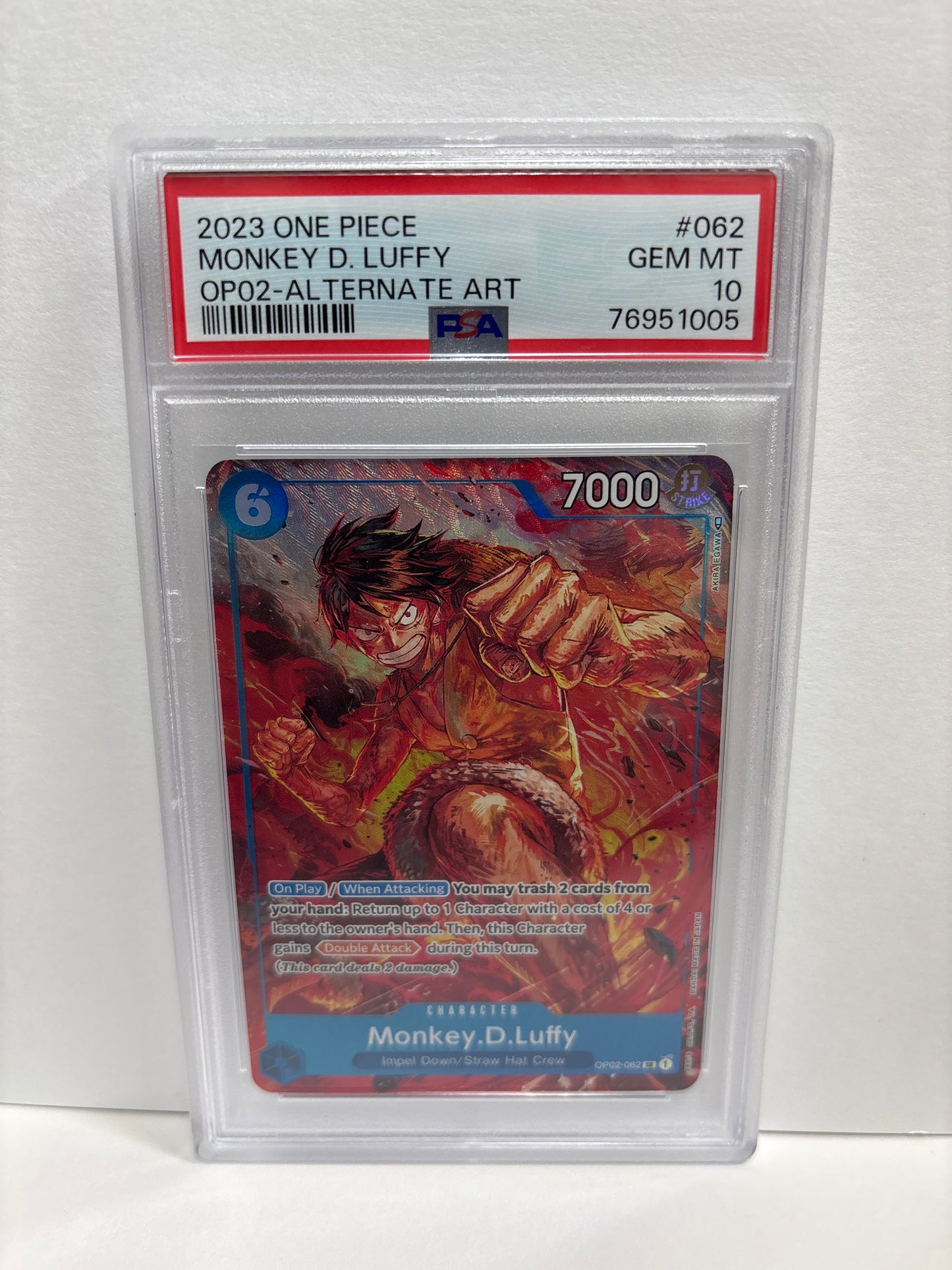 One Piece TCG Monkey.D.Luffy OP02-062 PSA 10
