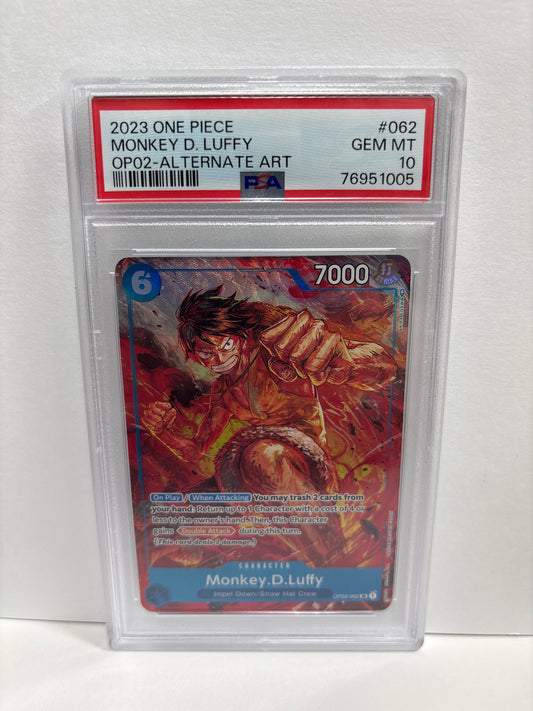 One Piece TCG Monkey.D.Luffy OP02-062 PSA 10