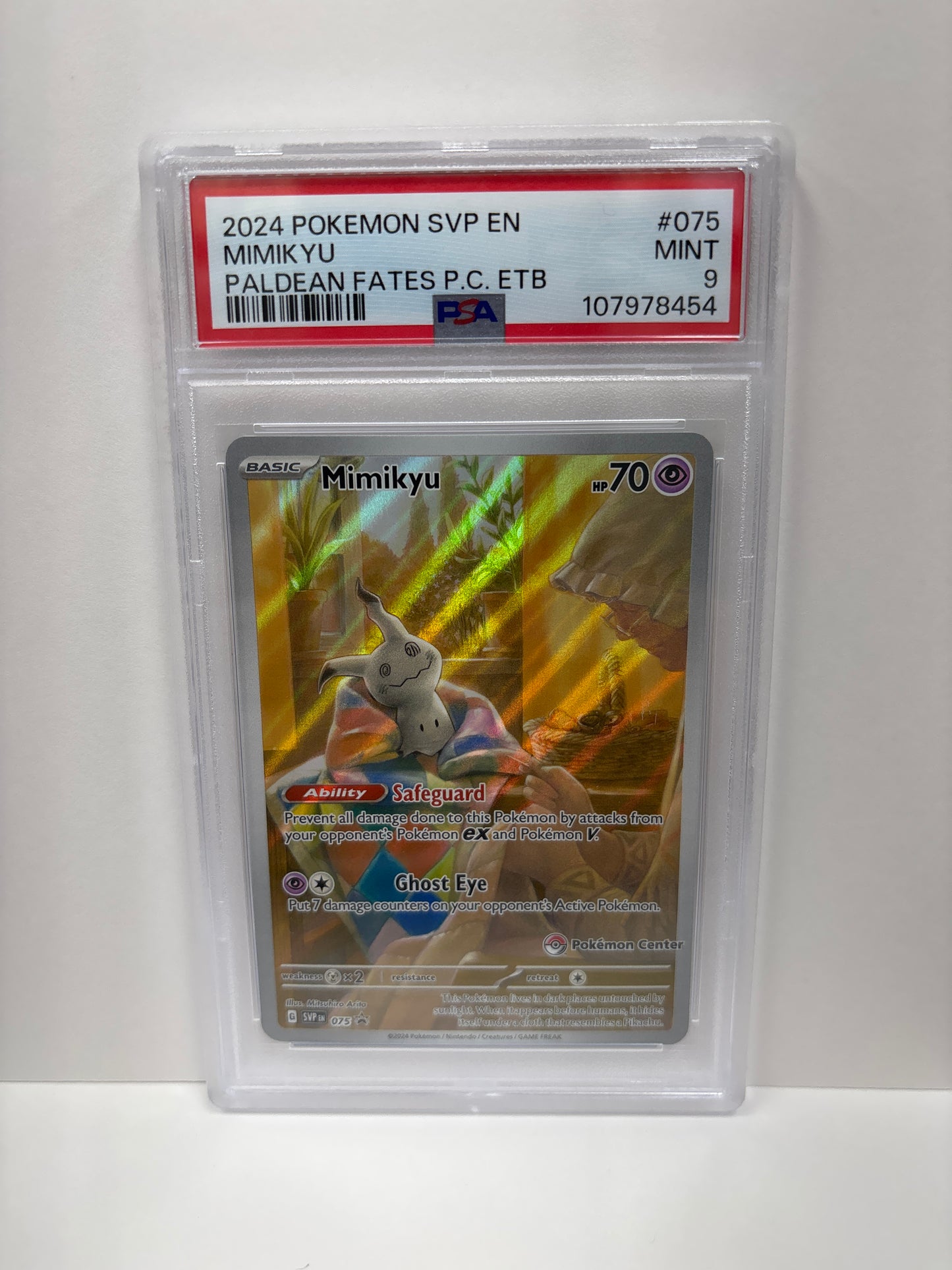 Pokemon Mimikyu 075 Pokemon Center PSA 9