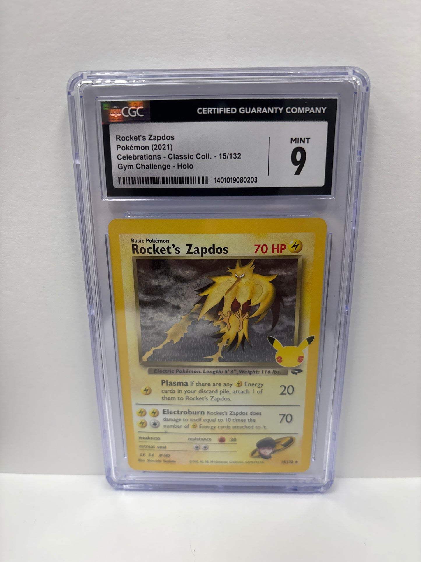 Pokemon Rocket’s Zapdos 15/132 (2021) CGC 9 (Scratches on Slab)