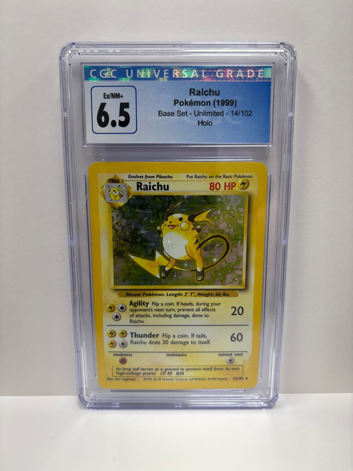 Pokemon Raichu 14/102 (1999) CGC 6.5
