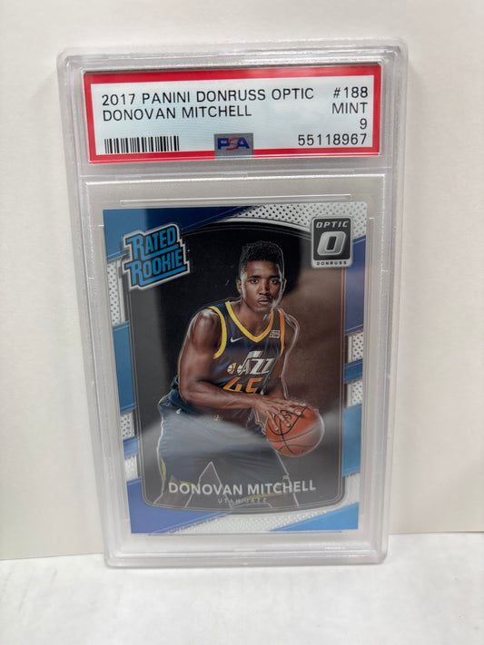 2017 Panini Donruss Optic Donovan Mitchell #188 PSA 9