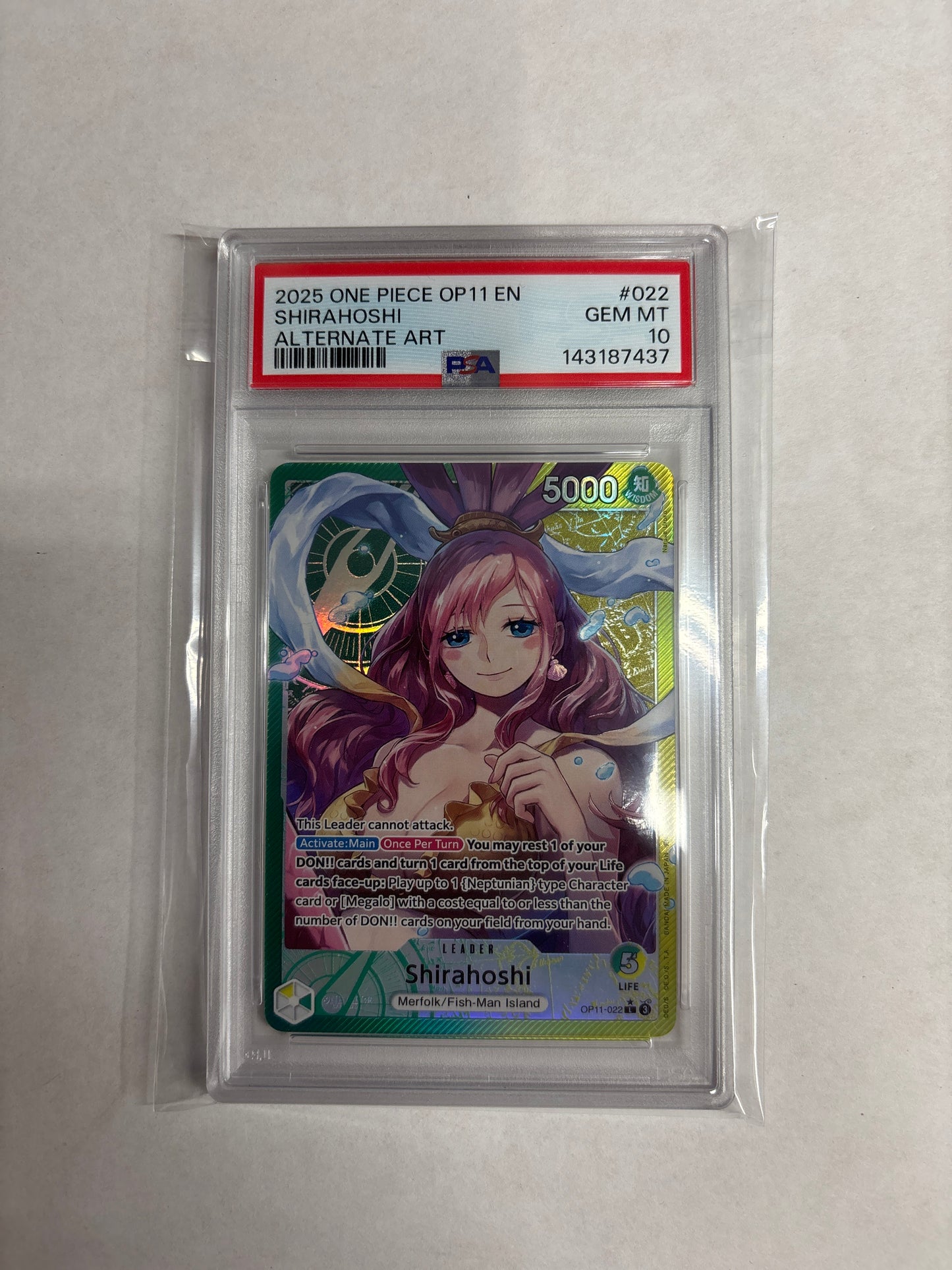 One Piece Card Game Shirahoshi OP11-022 PSA 10
