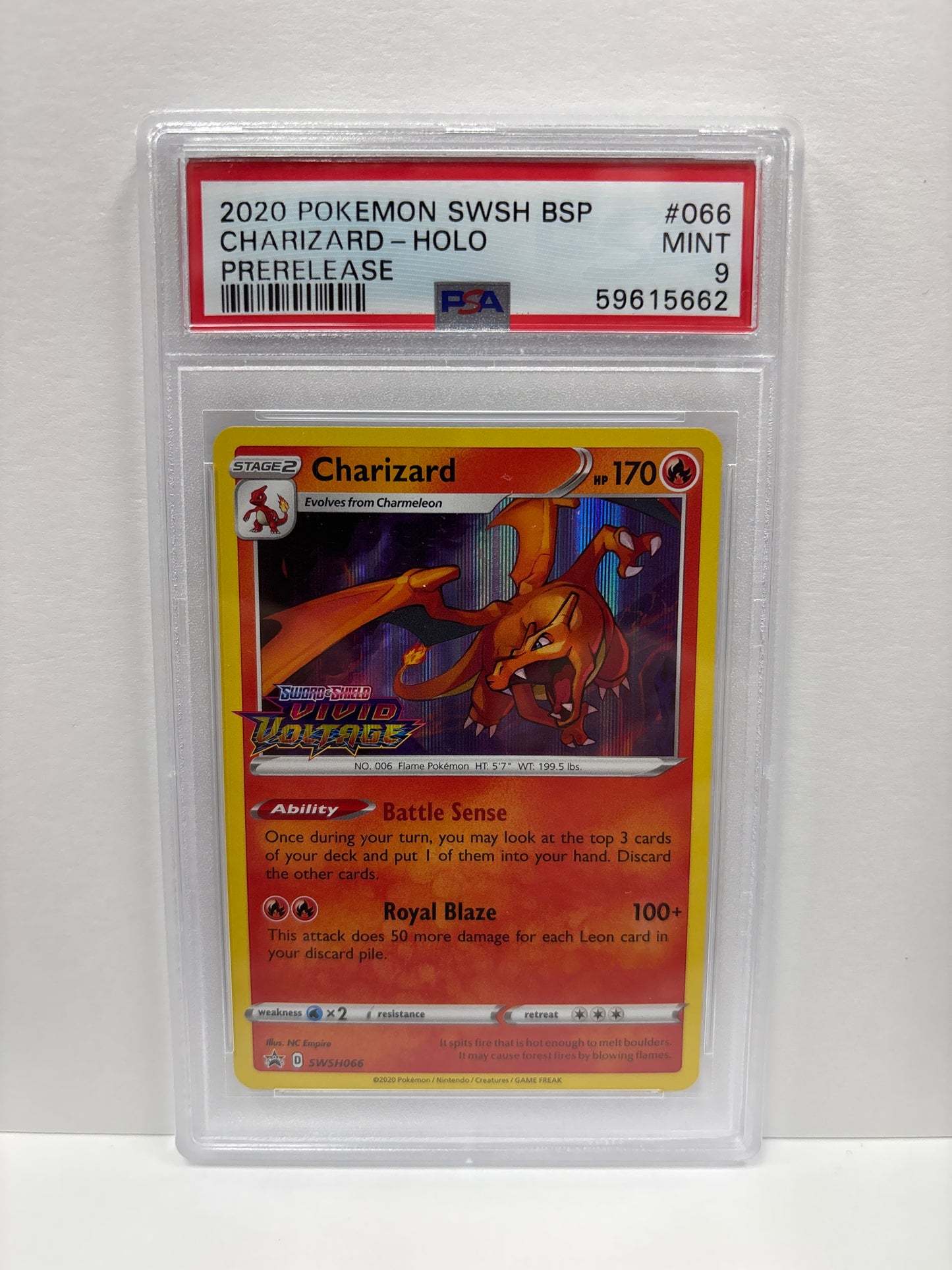 Pokemon Charizard SWSH066 PreRelease PSA 9