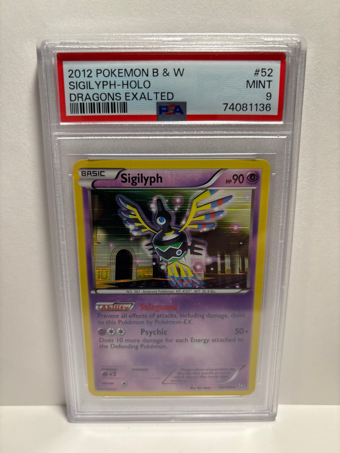 Pokemon Sigilyph 52/124 PSA 9