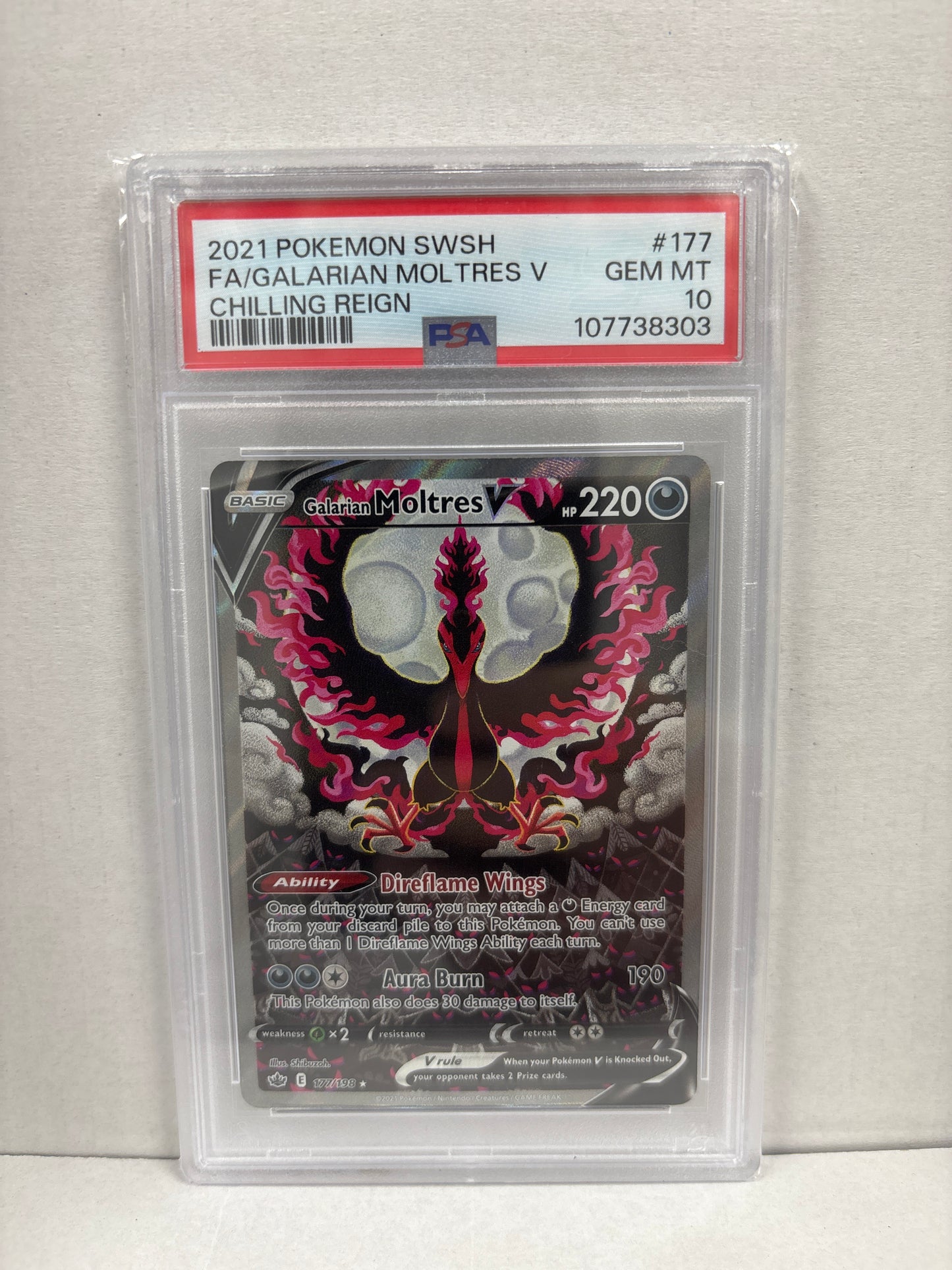 Pokemon Galarian Moltres V 177/198 PSA 10
