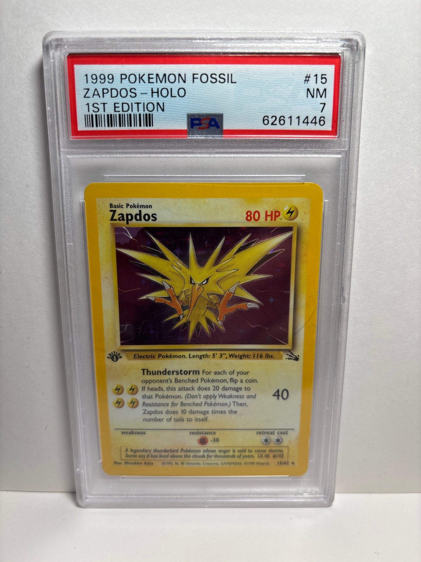 Pokemon Zapdos 15/62 1st Edition (1999) PSA 7