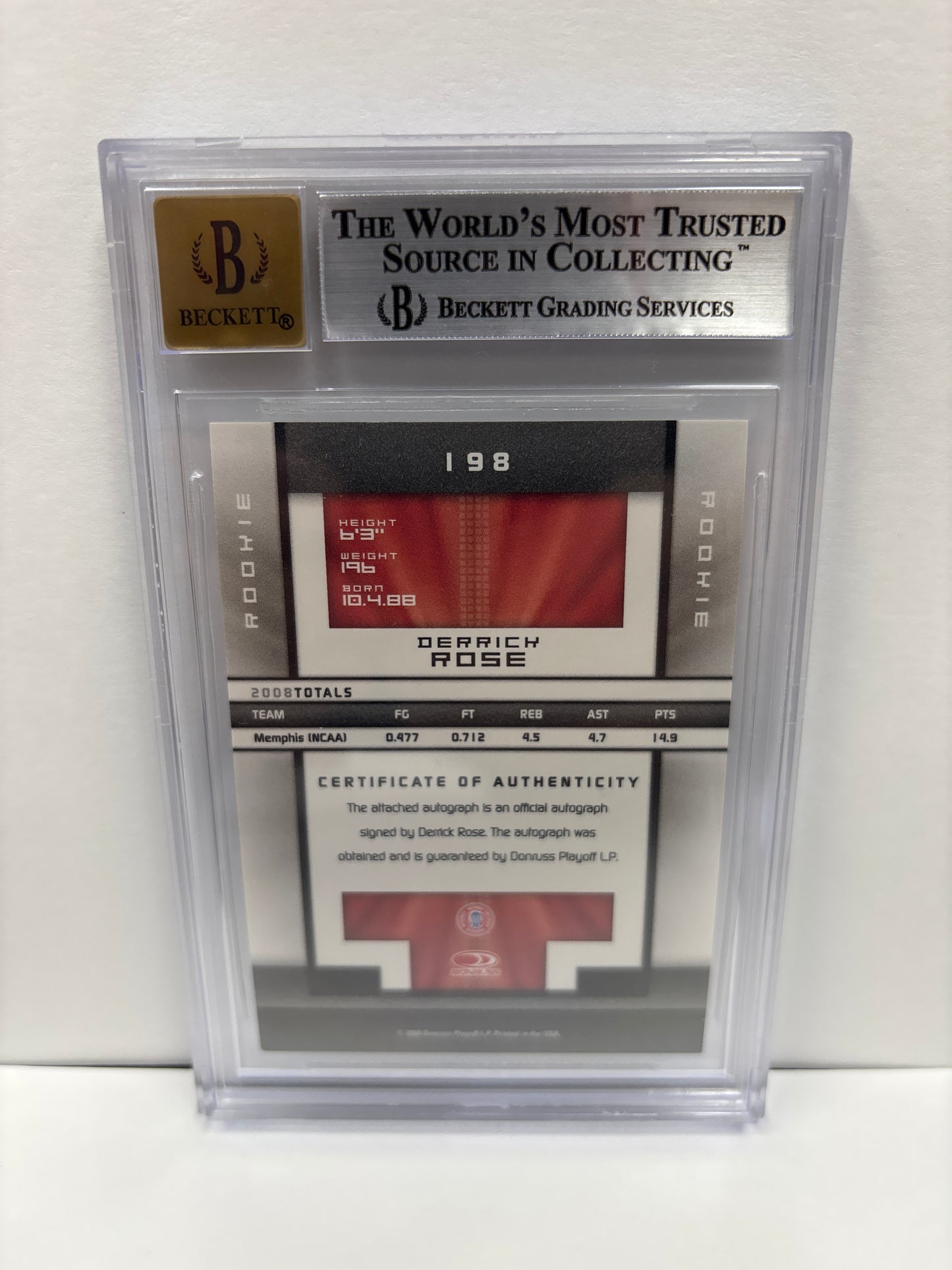 2008 Elite Extra Edition Derrick Rose #198 Auto 36/99 Beckett 9
