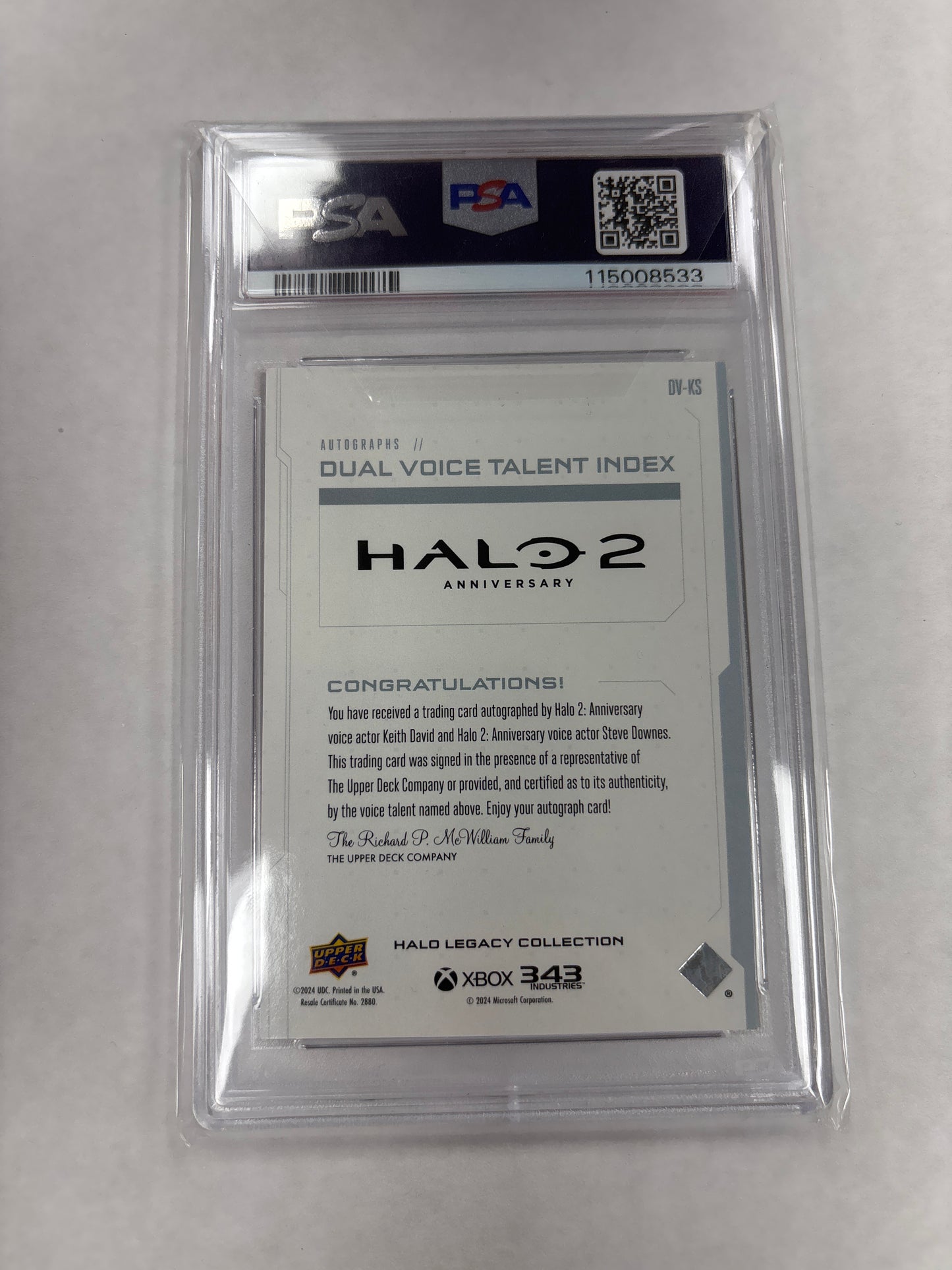 2025 Halo Legacy Dual Voice Talent Index Auto Keith David/Steve Downes DV-KS PSA