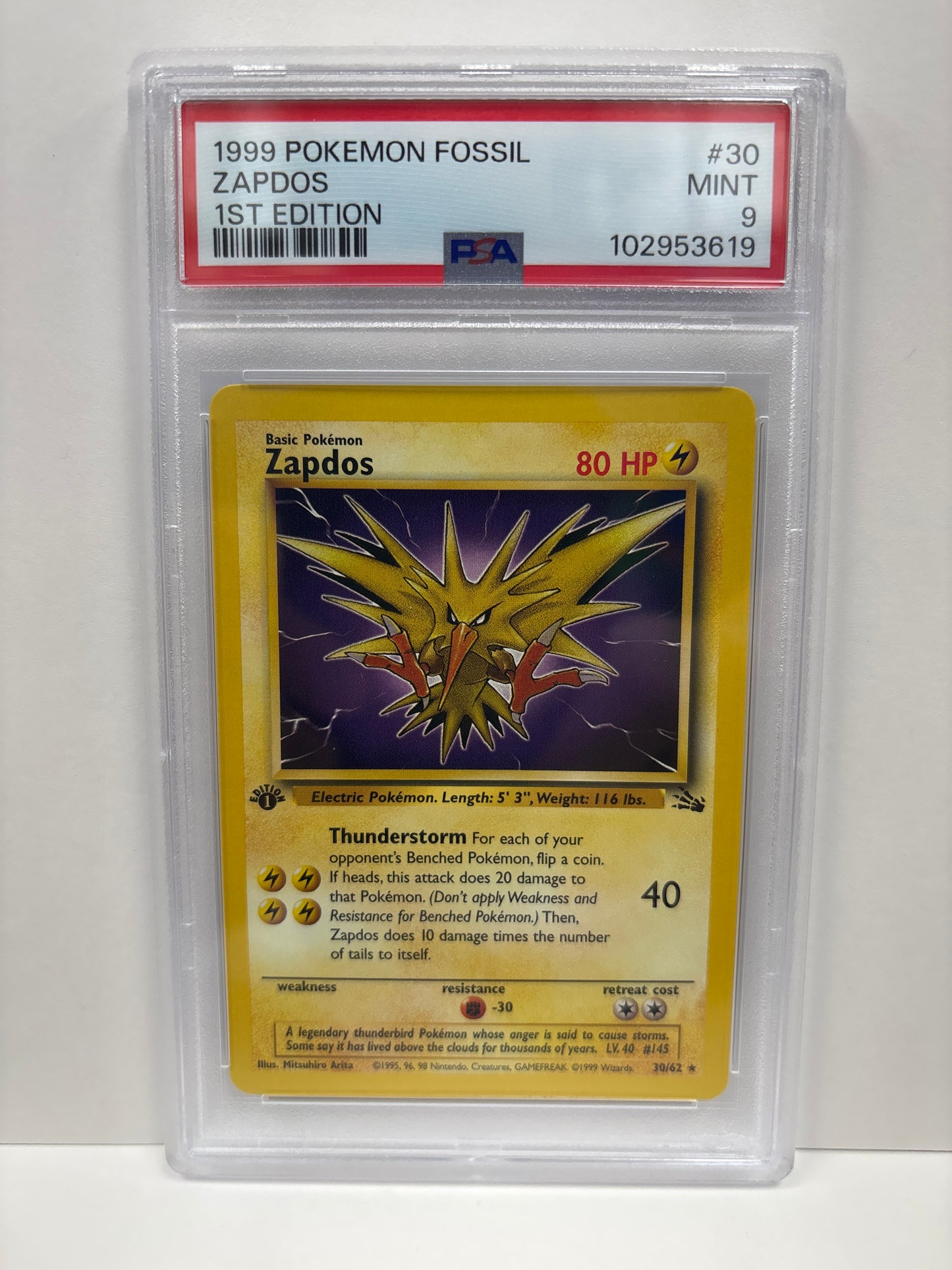 Pokemon Zapdos 30/62 1st Edition PSA 9