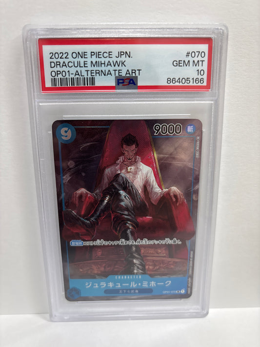 One Piece TCG JP Dracule Mihawk OP01-070 PSA 10