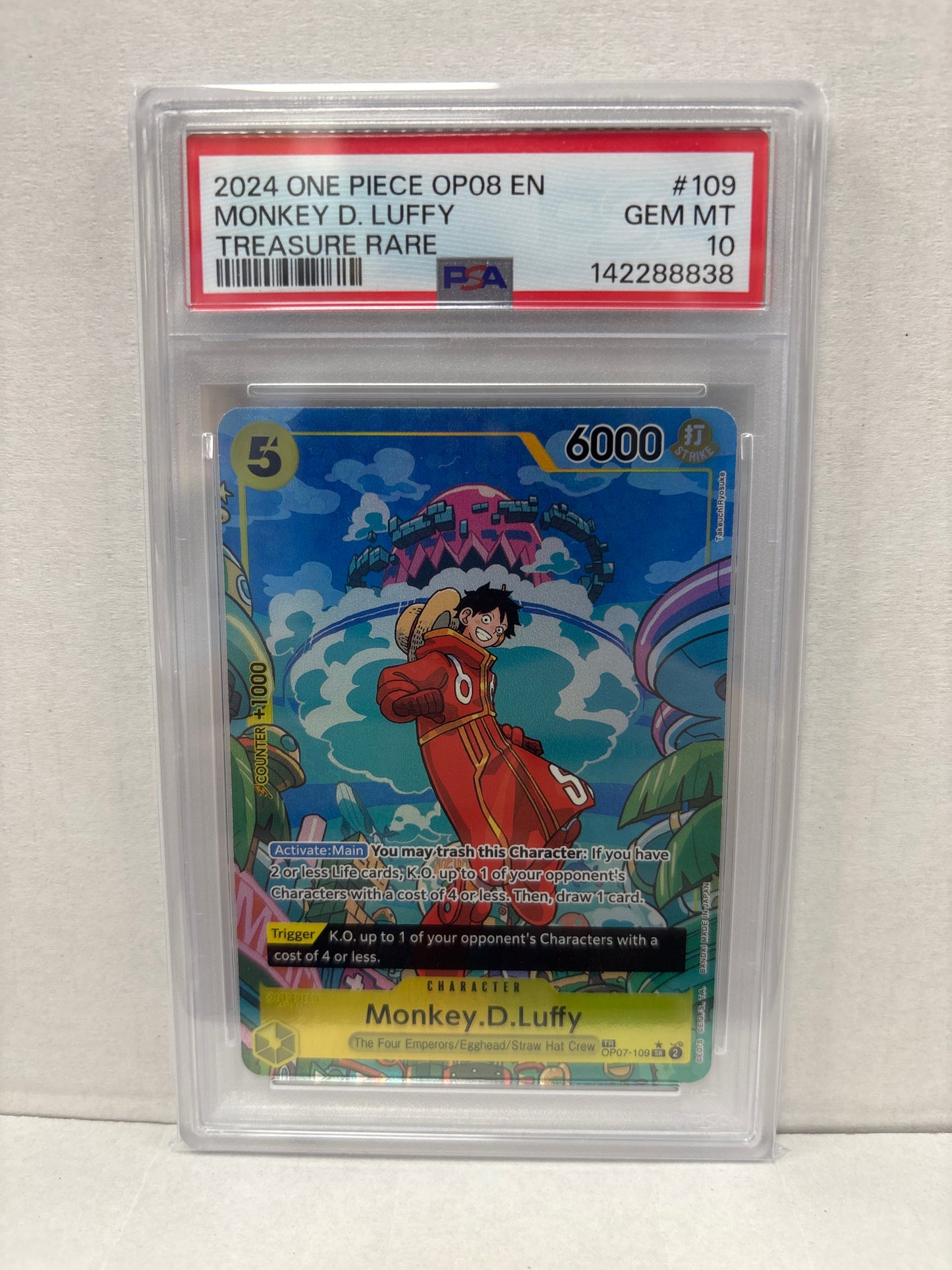 One Piece Card Game Monkey D. Luffy OP07-109 PSA 10