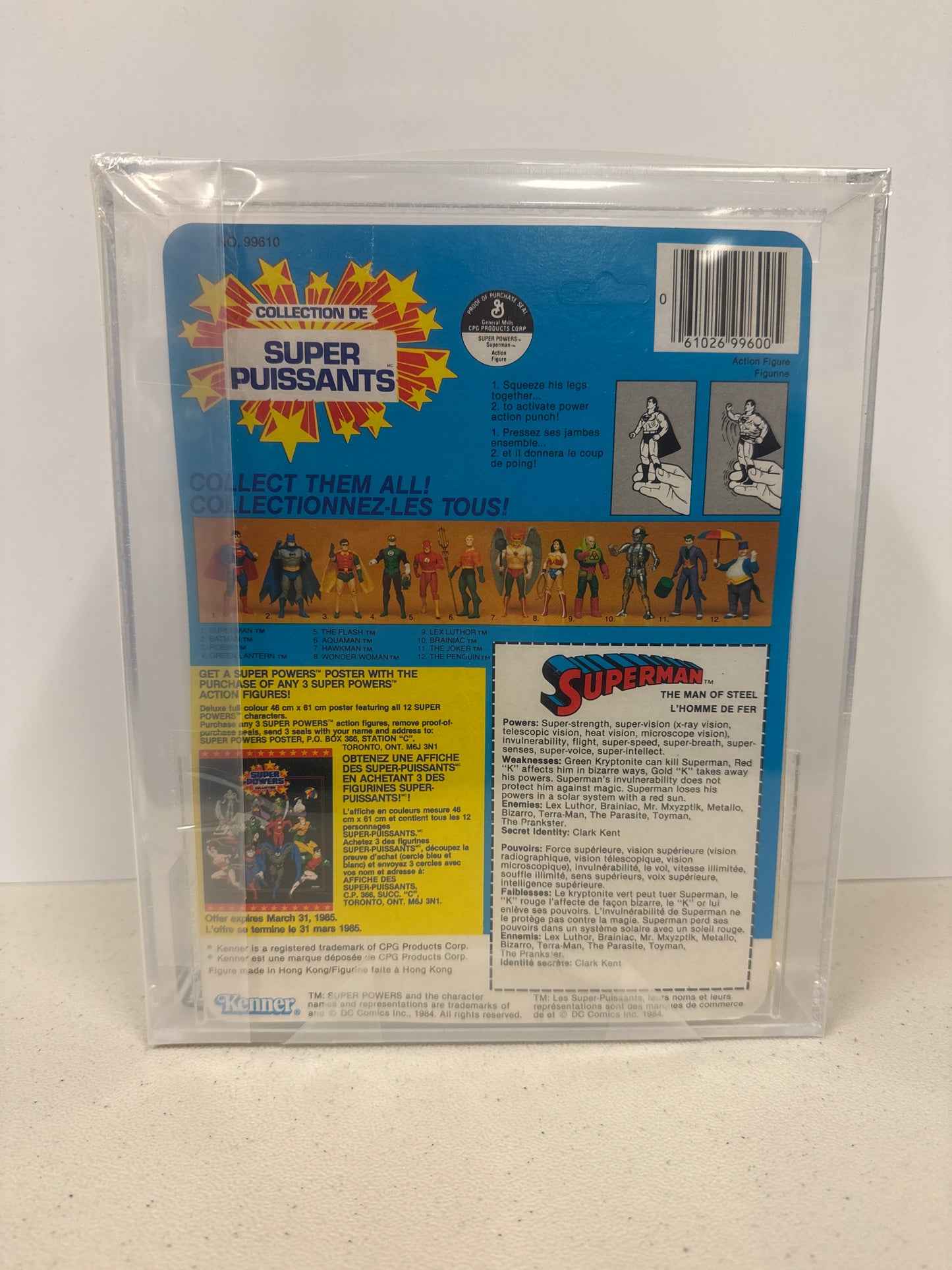 1984 Kenner Canada Super Powers Series 1 Superman AFA 85