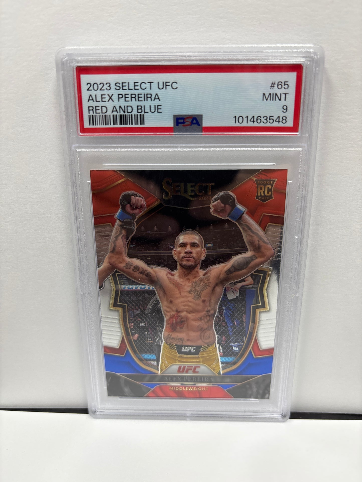 2023 Select UFC Alex Pereira #65 Red and Blue PSA 9