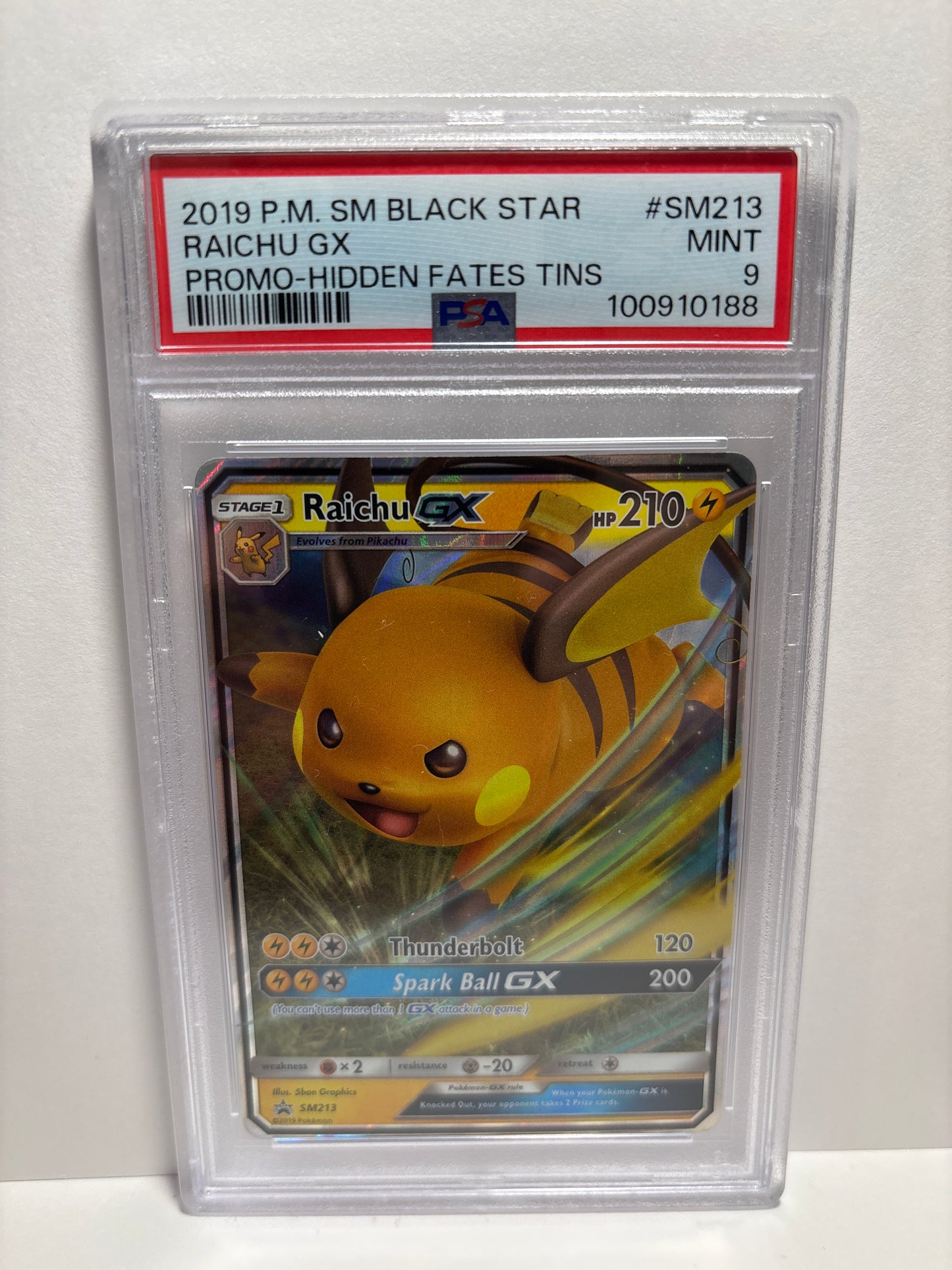 Pokemon Raichu GX SM213 PSA 9