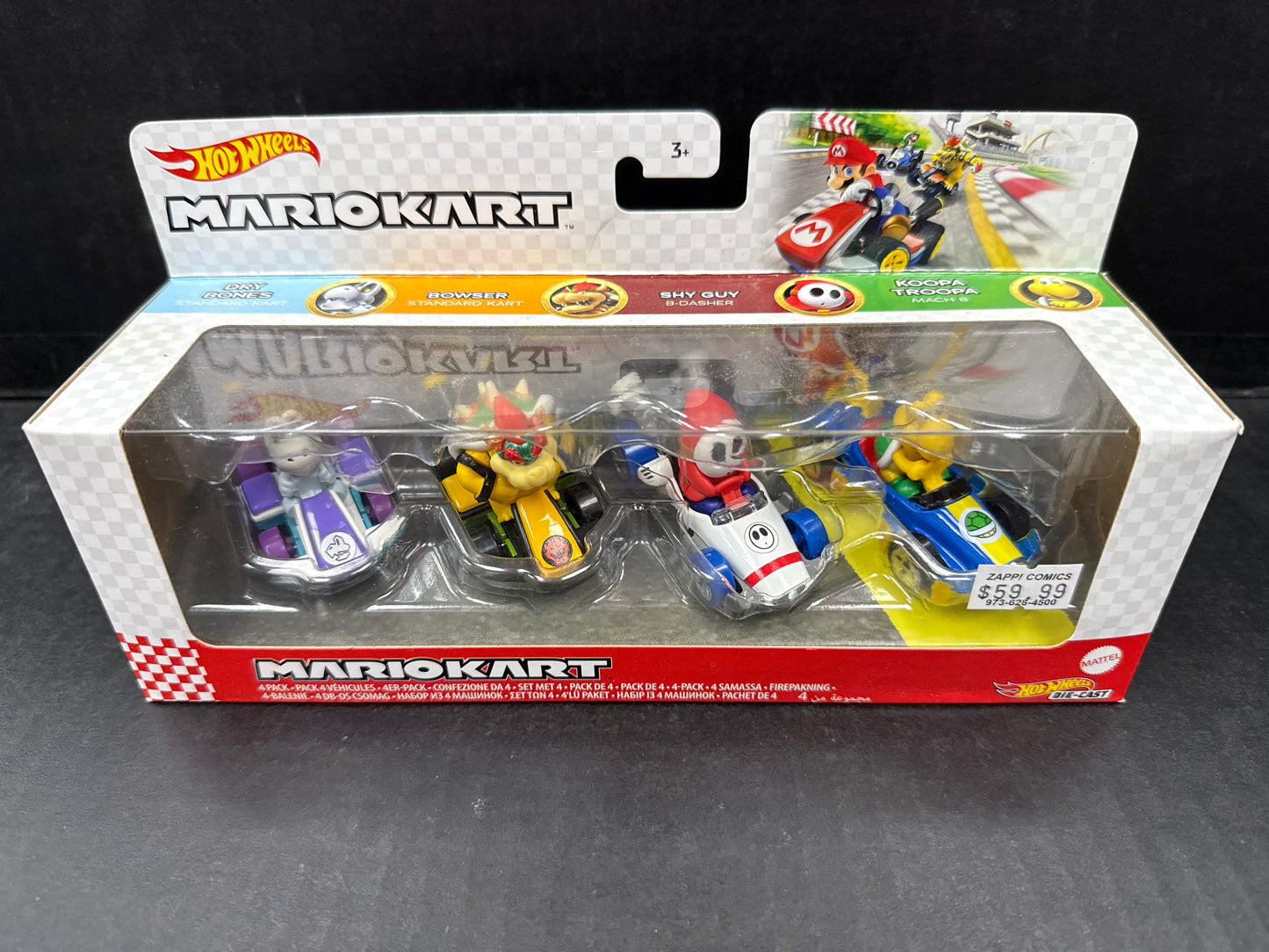 Hot Wheels Mario Kart - 4 Pack (Dry Bones,Bowser,Shy Guy, Koopa Troopa