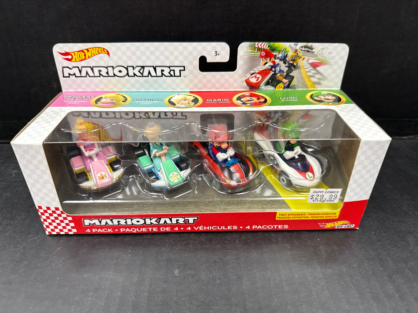 Hot Wheels Mario Kart - 4 Pack (Princess Peach, Rosalina, Mario, Luigi)