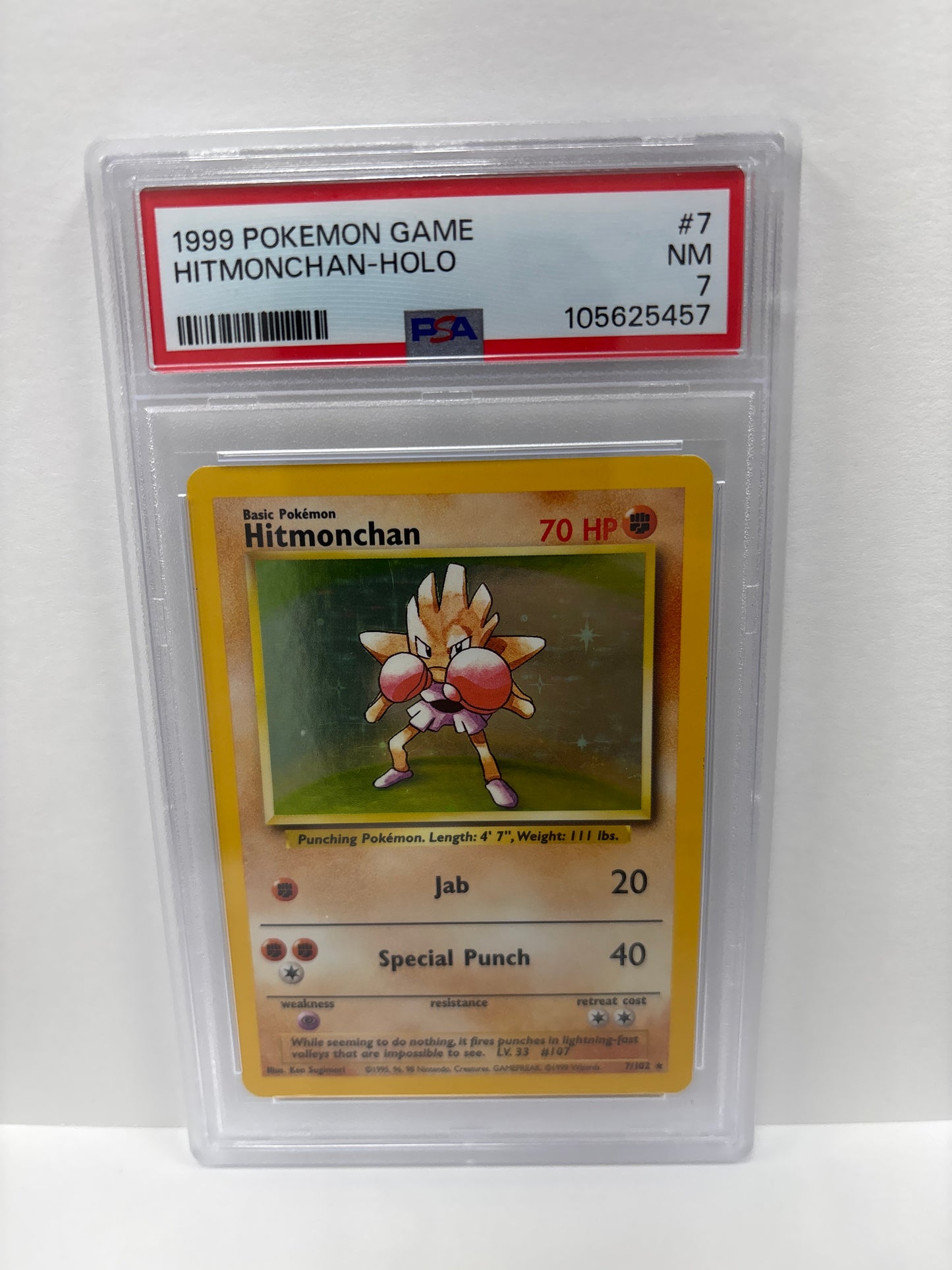 Pokemon Hitmonchan 7/102 (1999) PSA 7