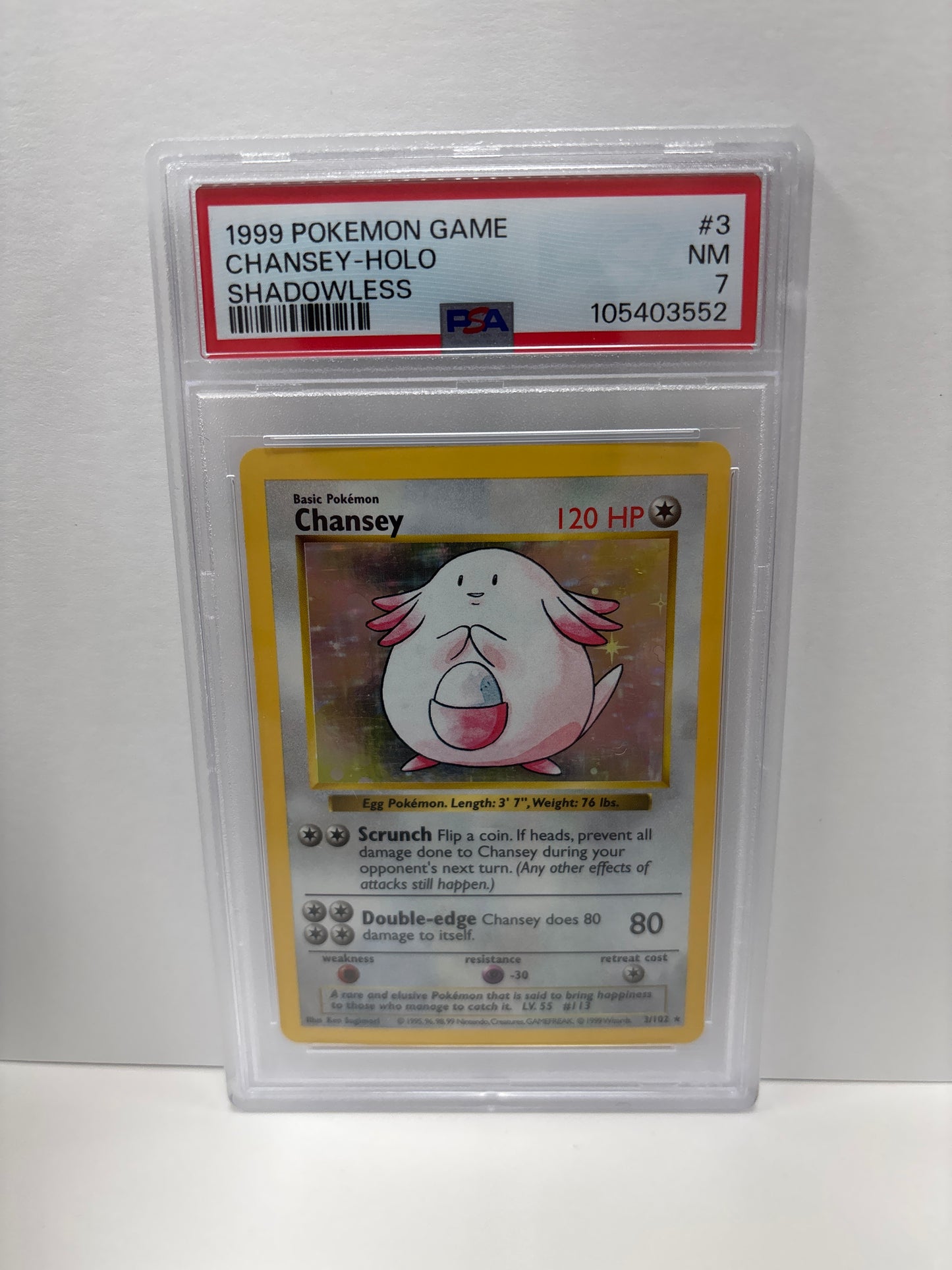 Pokemon Chansey 3/102 Shadowless PSA 7