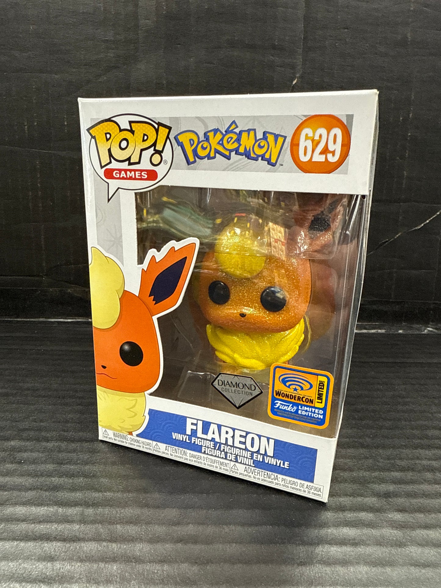 Funko Pop! Pokémon Flareon 629 WonderCon Exclusive Diamond Collection (Grade A-)