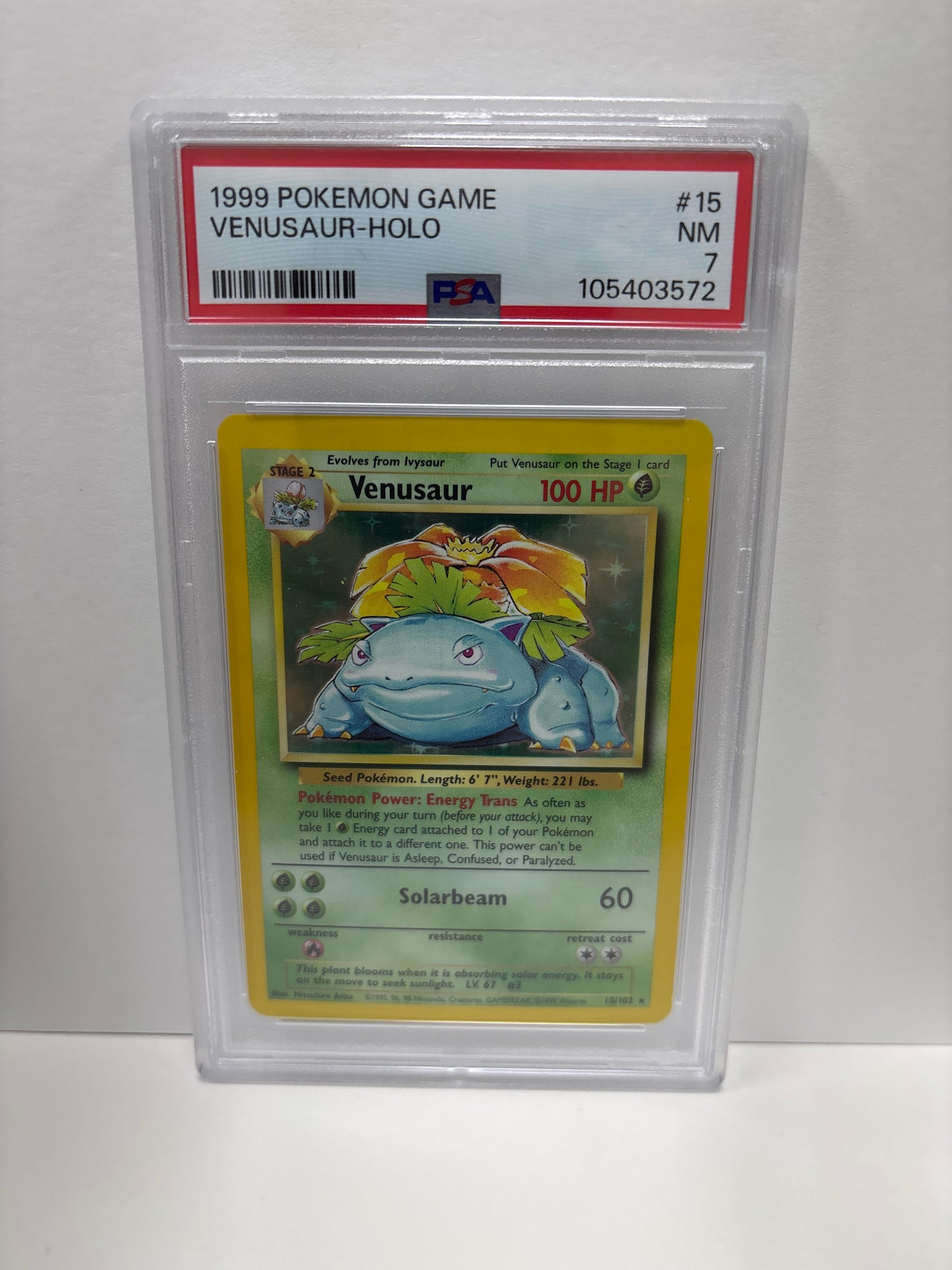 Pokemon Venusaur 15/102 (1999) PSA 7