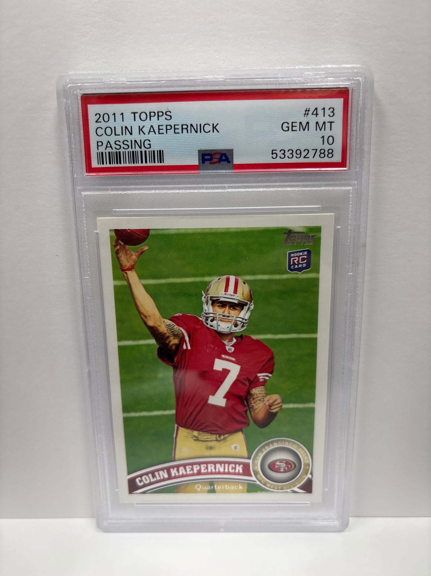 2011 Topps Colin Kaepernick #413 Passing PSA 10 (Scratches on Slab)